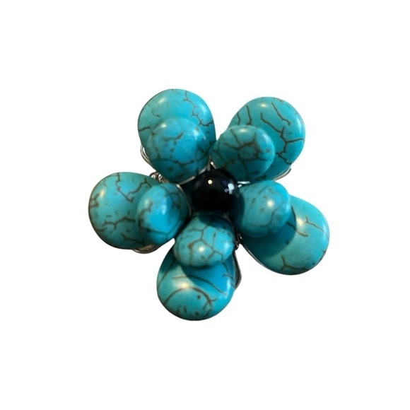 NWT WOMEN'S BLUE NECKLACE, FLOWER RING AND EARRING BUNDLE - Picture 5 of 6